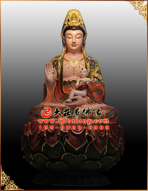 送子观音彩绘塑像