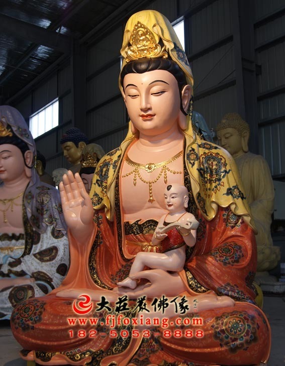 送子观音彩绘塑像