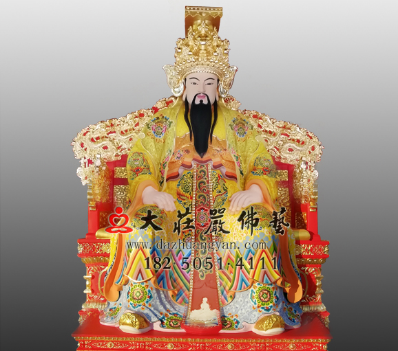 彩绘贴金玉皇大帝铜雕神像