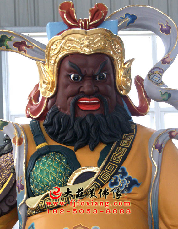 彩绘描金财神赵公明塑像